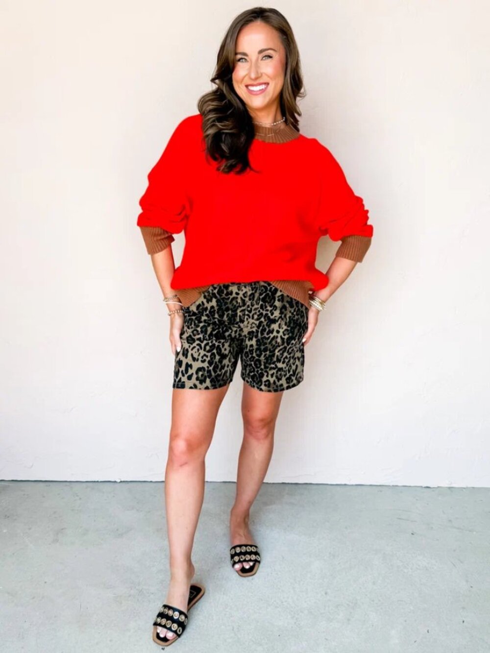 ANNIEWEAR Something About You Leopard Denim Shorts